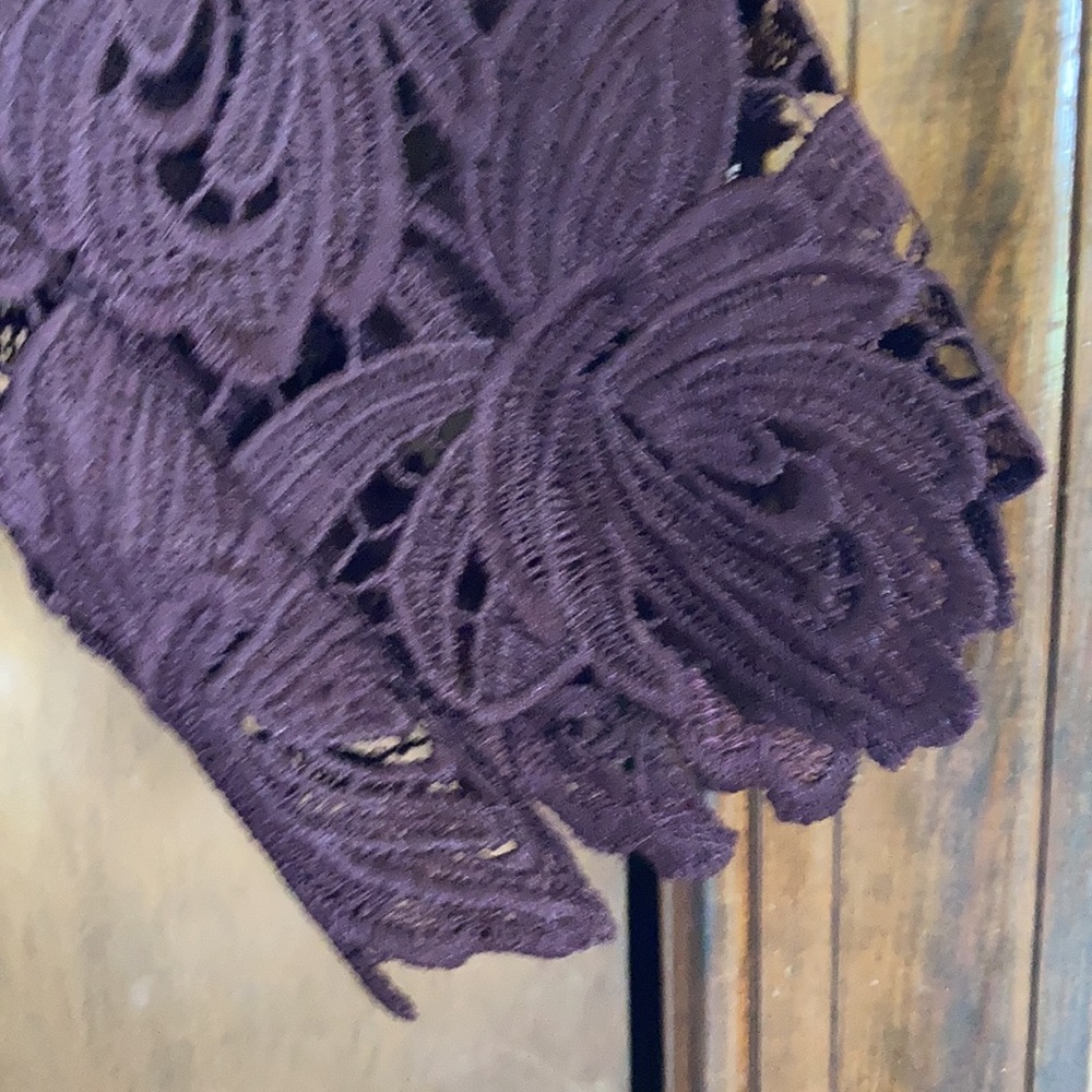 Loft embroidered floral crochet lace like outer layer dress size 0 - Picture 6 of 17